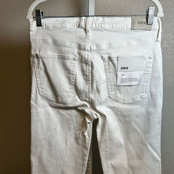 NWT EDWIN Women’s Bree Mid Rise Crop Straight Leg Ivory Jeans - Size 28 - Picture 8 of 15